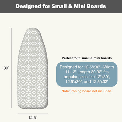 UniSimp Small Ironing Board Cover - Heat Resistant Cotton Canvas Pad | 12.5"x30" Geometric Design