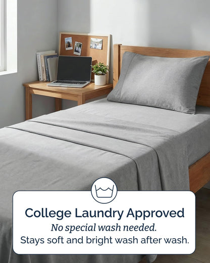 Skiennix Twin XL Sheet Set - Comfy Cooling 3-Piece Bedding - Luxury Grey Hotel Quality for All Ages