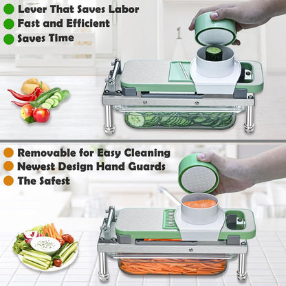 Skiennix All-in-1 Vegetable Chopper - 8 Blades Mandoline Slicer with Container | Stainless Steel Design