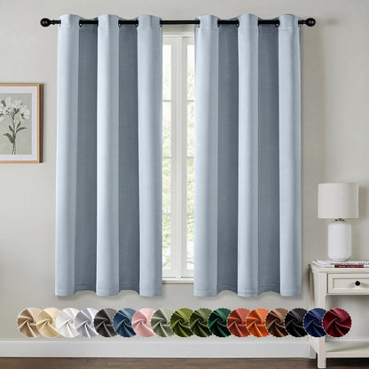 MIULEE Light Blue Blackout Curtains - Thermal Insulated Room Darkening Drapes | 63-Inch Grommet Panels