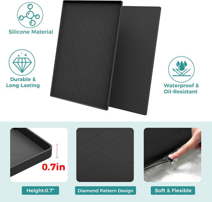 URMONA Waterproof Silicone Mat - 34" x 22" Under Sink Mat for Kitchen & Bathroom | Pet Food Pad in Light Grey