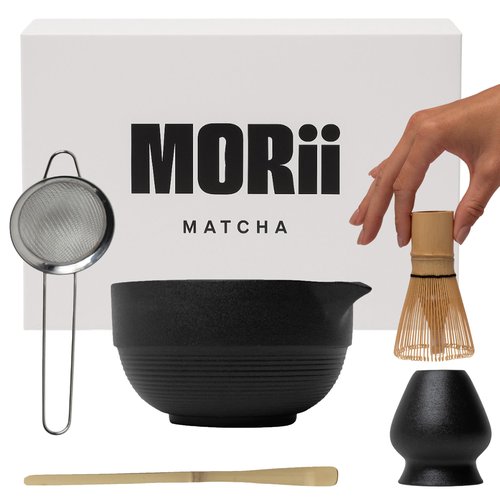 Matcha Whisk Set, 5 Pcs Matcha Set Kit Includes 15 OZ Ceramic Matcha Bowl, Bamboo Whisk, Holder, Sifter & Scoop, Tea Gift for Women Men Girl Friend, Christmas, Birthday, Halloween, Matcha Tea Ceremony
