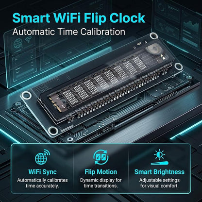 Fluorescent Display Clock with WiFi Time Sync – Large Digital Desk Clock with Adjustable Brightness