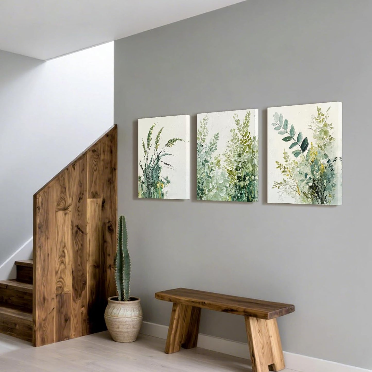 Skiennix Boho Floral Canvas Wall Art - Modern Botanical Prints for Home Office & Living Room | 12"x16" Wrapped Frame