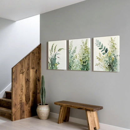 Skiennix Boho Floral Canvas Wall Art - Modern Botanical Prints for Home Office & Living Room | 12"x16" Wrapped Frame