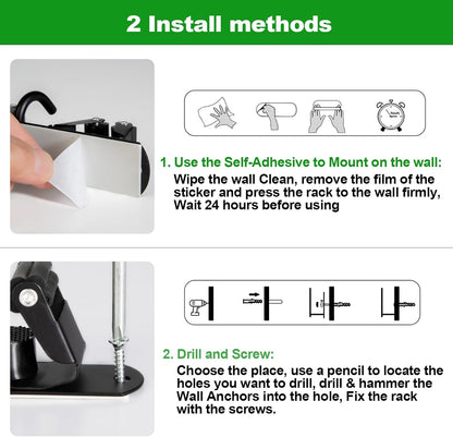 Voze Mop and Broom Holder - 3 Racks & 4 Hooks, Heavy Duty Wall Mount Organizer for Home & Garage