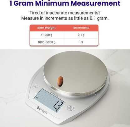 Etekcity Digital Food Kitchen Scale - Accurate 0.1g Measurements for Weight Loss & Meal Prep | 11lb/5kg, Stainless Steel Silver