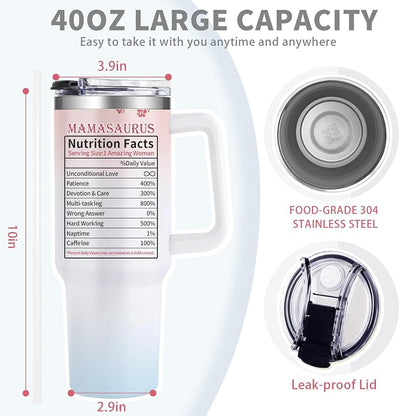 40 oz Mama Tumbler Gift - Don't Mess with Momasaurus - 40 Ounce Stainless Steel