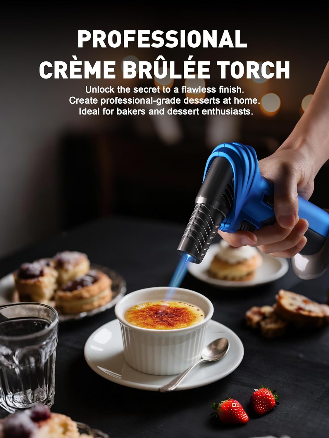 SMART JERRY Mini Torch Gun - Windproof Butane Lighter with Safety Lock | Adjustable Flame Up to 1500℃ for Cooking, BBQ, and Soldering