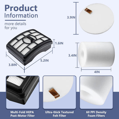 Shark Vacuum Filter Replacement - Pro Lift-Away NV500 Series | 2 Post Filters + 4 Foam & Felt Filters