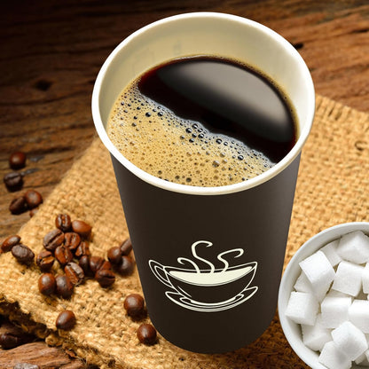 TOPVALUE 16 oz Disposable Paper Coffee Cups - 210 Count for Parties & Office Use