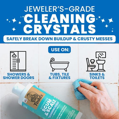 Uncle Todd's Scum & Scale Bathroom Cleaner Hard Water Stain & Soap Scum Remover – Bleach-Free, Heavy Duty Calcium Lime Rust Cleaner for Shower, Glass, Toilet, Tub & Sink – 16oz