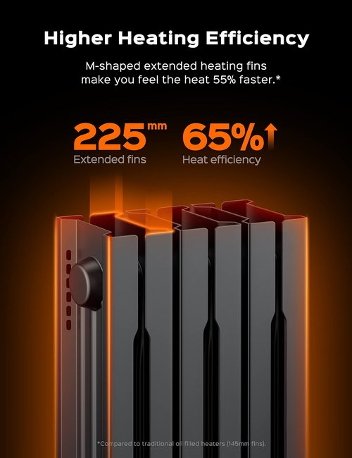 DREO Oil Filled Radiator Heater, Electric Radiant Heater with Remote Control, 4 Modes, Overheat & Tip-Over Protection, 24h Timer, Digital Thermostat, Quiet Space Heater for Indoor Use Large Room