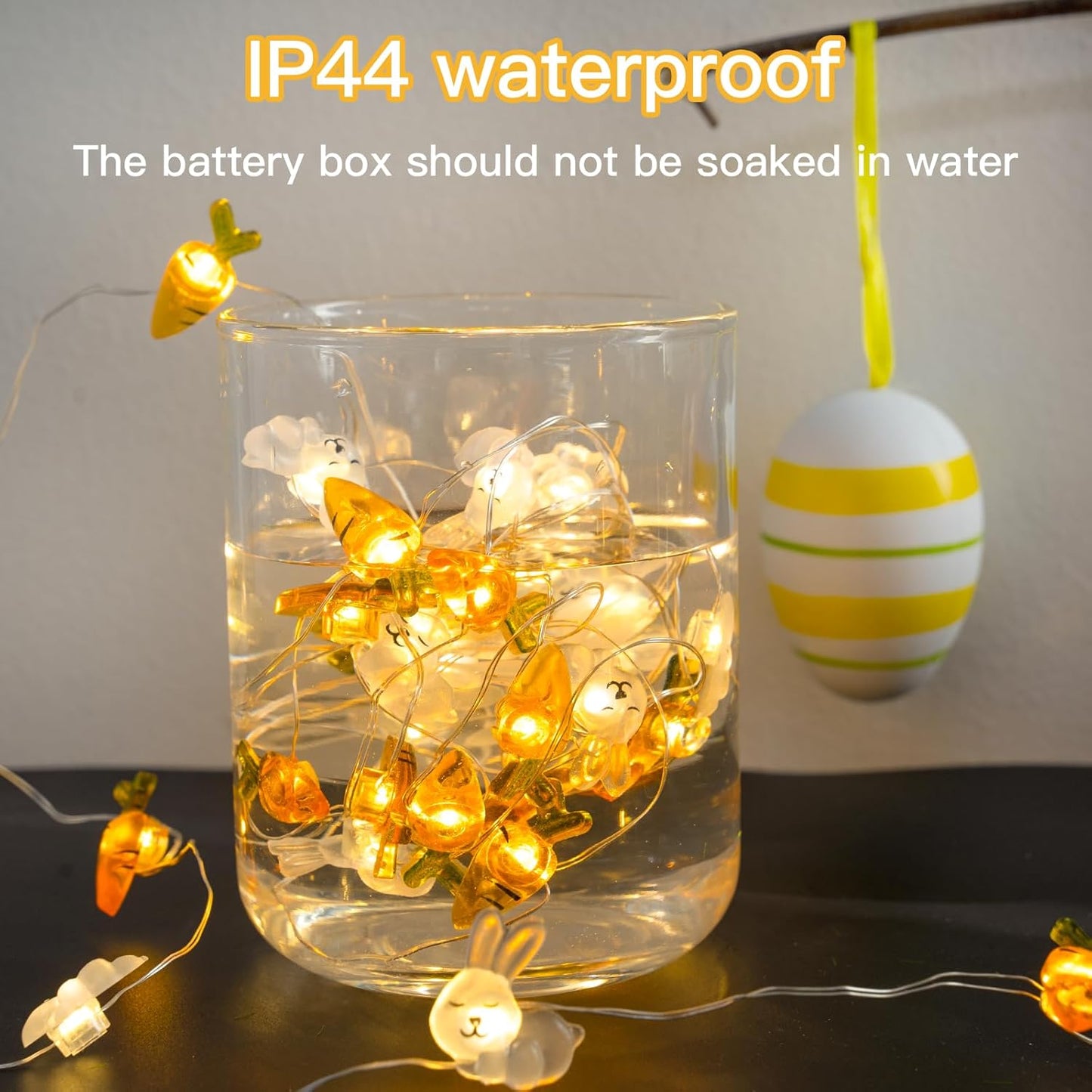 Suddus Easter String Lights - 12.8ft Battery Operated 40 LED Outdoor & Indoor Decorations