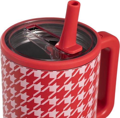 HydroJug Traveler - 40 Oz Insulated Water Bottle with Handle & Flip Straw - Leak Resistant, Houndstooth Design