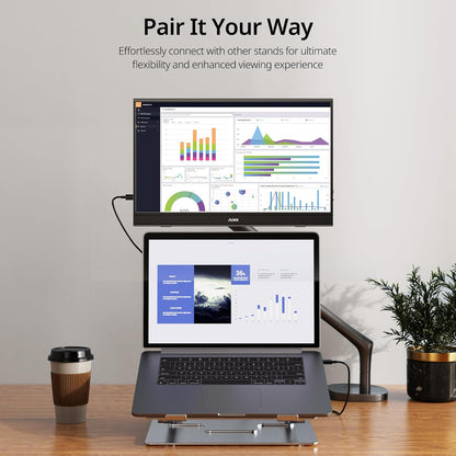 MNN Portable Monitor - 15.6-Inch FHD 1080P Ultra-Slim IPS Display with Smart Cover & Speakers | Plug & Play for Laptop, PC, Mac