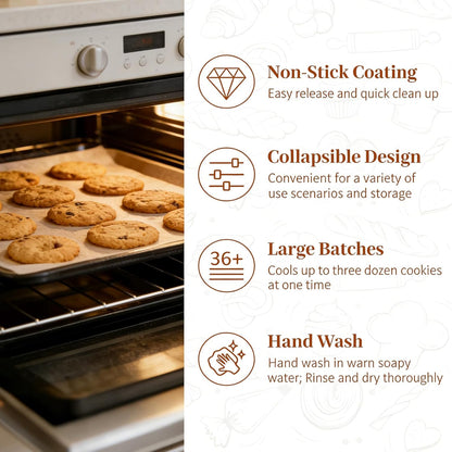 4 Tier Collapsible Cooling Rack - Adjustable Stainless Steel Baking Rack with Leak-Proof Mesh | Perfect for Cooking, Baking & Grilling