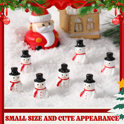 Skiennix Winter Mini Resin Snowman Figurines - 50 Pcs Black Hat Decor for DIY Crafts & Cake Decoration