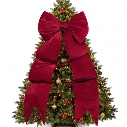 Dark Red 75x23 Inch Giant Velvet Christmas Bow - Plush 3D Ribbon