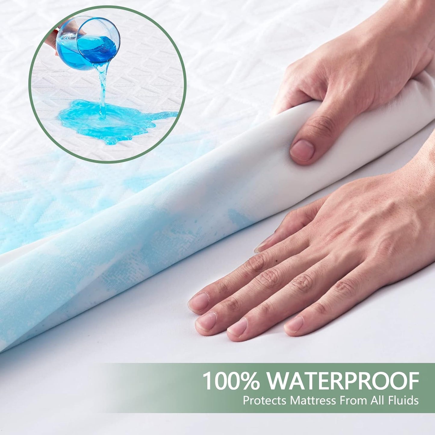Premium Waterproof Mattress Protector - Twin XL Size, Breathable Cooling Bed Cover, Soft & Noiseless, Fits 8''-21'' Deep Pocket | White
