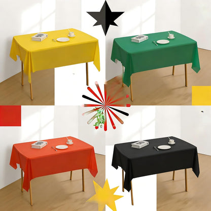 Regine Switzerland 12-Piece Disposable Tablecloth Set - Rectangular Party Covers in Red, Black, Green & Yellow (54x108 Inch)