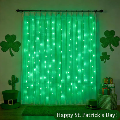 Skiennix 300 LED Fairy Curtain Lights - 9.8 x 9.8FT Green USB Plug with Remote & 8 Modes for Indoor/Outdoor Decor