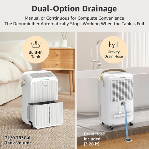 KNKA 2500 Sq.Ft Dehumidifier - Intelligent Humidity Control | 34 Pints, Ideal for Home & Large Rooms
