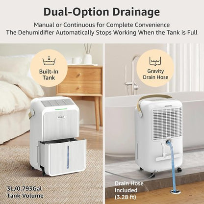 KNKA 2500 Sq.Ft Dehumidifier - Intelligent Humidity Control | 34 Pints, Ideal for Home & Large Rooms