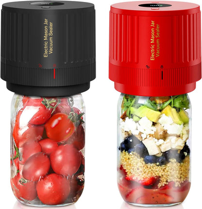 Skiennix Electric Mason Jar Vacuum Sealer Kit - Black & Red | Preserve Food Freshness