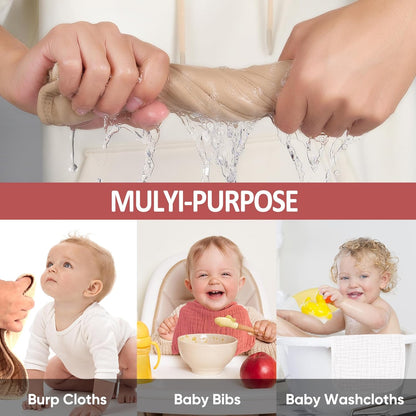 MIGIOL Muslin Burp Cloths - 100% Cotton, Soft & Absorbent | Pack of 12 Mixed Colors for Babies