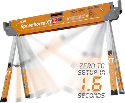 Bora Portamate Speedhorse XT Sawhorse Pair - Heavy-Duty Adjustable 30-36 Inch Metal Top | Ideal for Contractors & Carpenters