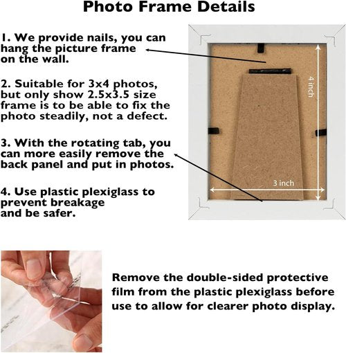 JCJMY 3x4 Picture Frame - Black Tabletop & Wall Display with Shatter-Resistant Plexiglass