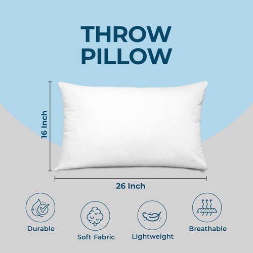 Utopia Bedding Throw Pillows (Set of 4, White) – 16 x 26 Inches Down Alternative Pillows for Bed, Sofa, and Couch - Fluffy Decorative Stuffer Pillow for Indoors & Outdoors