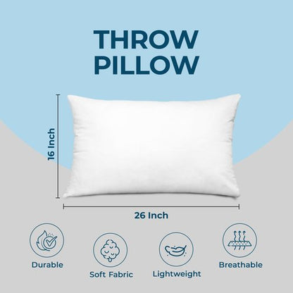 Utopia Bedding Throw Pillows (Set of 4, White) – 16 x 26 Inches Down Alternative Pillows for Bed, Sofa, and Couch - Fluffy Decorative Stuffer Pillow for Indoors & Outdoors