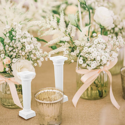 VICASKY Roman Pillar Statues - 6 Pcs White Miniature Columns for Wedding Decor & Photography Props (4.92 Inch)