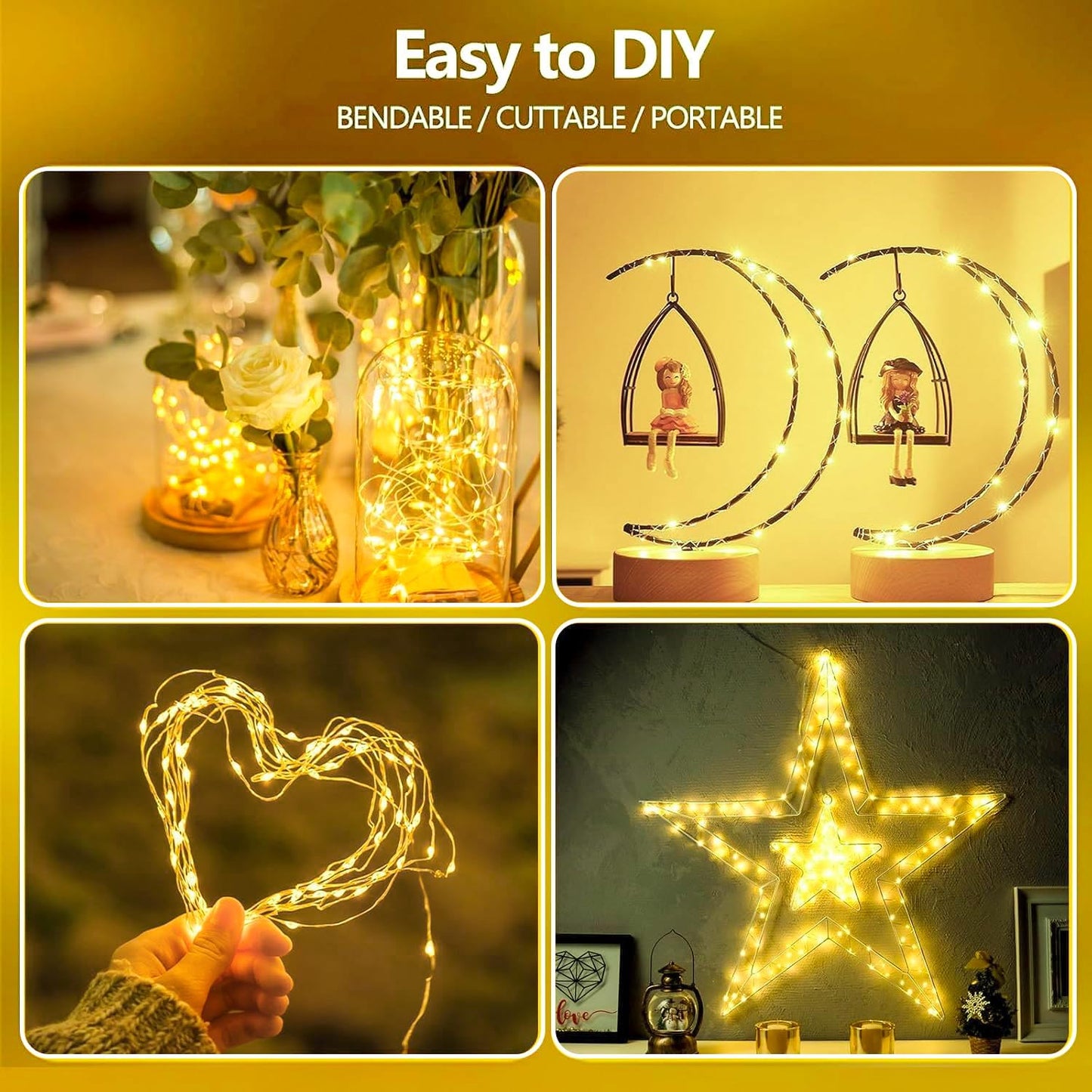 Skiennix 33FT 100 LED Fairy Lights - Waterproof Battery Operated String Lights with Remote & Timer | Warm White
