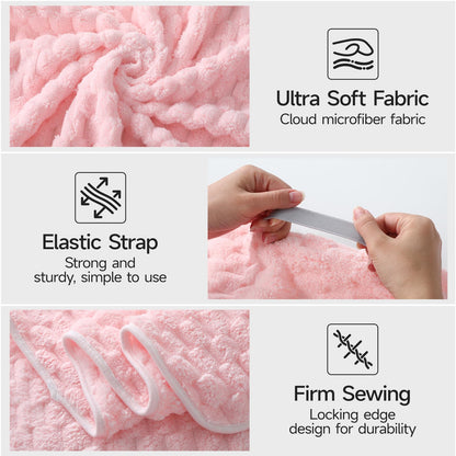 REDKISS 3 Pack Microfiber Hair Towels - Extra Large Hair Towel Wrap for Women, 24x42 inch Hair Towels with Elastic Strap, Super Soft Hair Drying Towels for Long, Thick, Curly Anti Frizz Turbans
