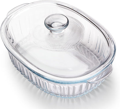 NUTRIUPS Glass Casserole Dish - Borosilicate Glass with Lid for Oven Baking | 3QT Size