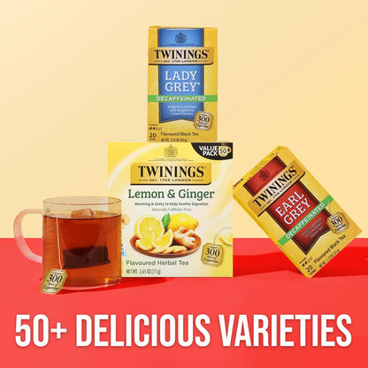 Twinings Decaffeinated Lady Grey Black Tea - Individually Wrapped 20 Count | Orange & Lemon Peel Flavor