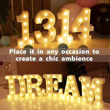 HXWEIYE Marquee Light Up Numbers - 8.5 Inch Decorative Sign | Battery Powered Warm White for Parties & Christmas Decor