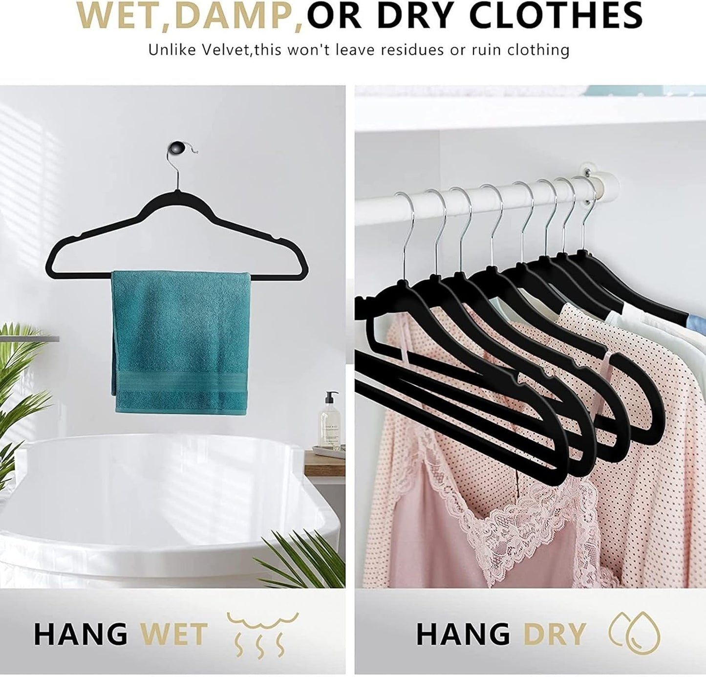 Skiennix Ultra-Thin Plastic Clothes Hangers - Space-Saving Non-Slip 17.7 Inch Grey Hangers for Closet Organization