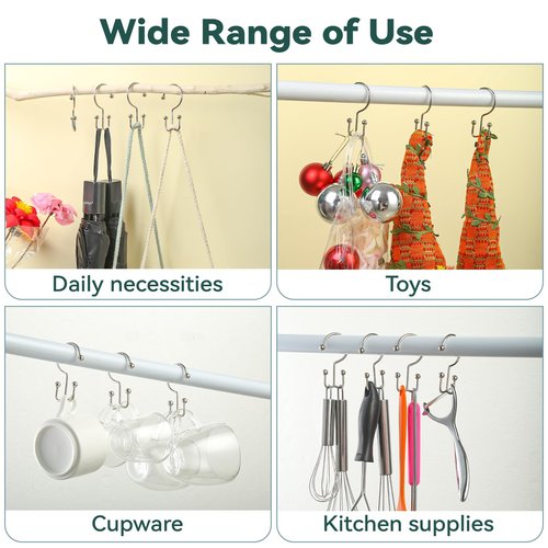Goowin Shower Curtain Hooks, 12 Pcs Shower Curtain Rings, Durable Shower Curtain Rings Rust Proof, Double Glide Shower Rings for Curtain, Simple Shower Hooks for Shower Curtain & Liner, Brush Nickel