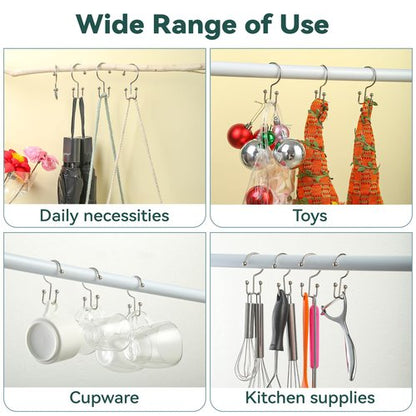 Goowin Shower Curtain Hooks, 12 Pcs Shower Curtain Rings, Durable Shower Curtain Rings Rust Proof, Double Glide Shower Rings for Curtain, Simple Shower Hooks for Shower Curtain & Liner, Brush Nickel