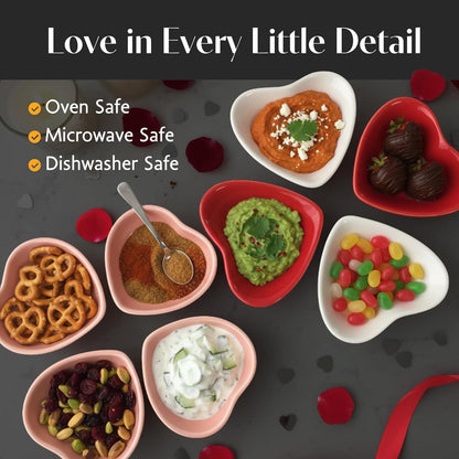 BIA Heart Dish Set - 3-Piece 6 oz Heart Shaped Stoneware Serveware for Snacks, Desserts & Dips