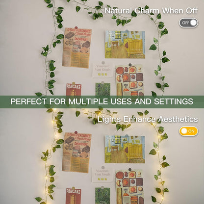 Suddus Fairy Lights Vine - 13.1ft 40 LED Battery Operated Pothos String Lights with Remote | Warm White Decor for Bedroom, Garden, Party, Wedding