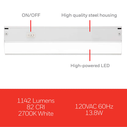 UltraPro 48 inch Hardwired Under Cabinet Lights, On/Off Only, 2700K Warm White, Under Cabinet Lighting, Under Counter Lights for Kitchen 44114