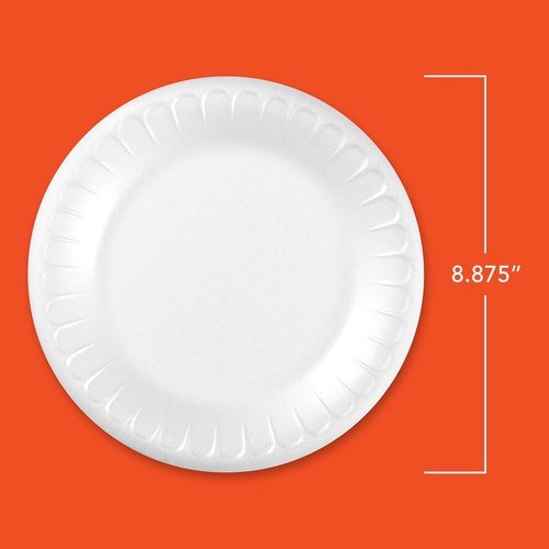 Hefty Disposable Foam Plates - Soak Proof Design for Easy Cleanup | 8.9 Inches, 100 Count, White