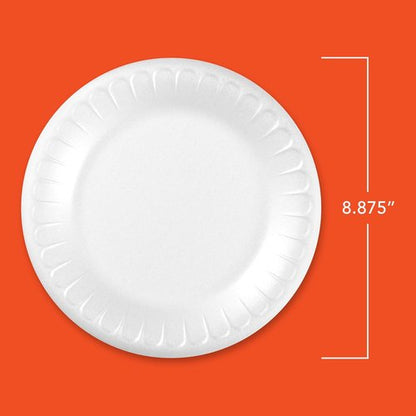 Hefty Disposable Foam Plates - Soak Proof Design for Easy Cleanup | 8.9 Inches, 100 Count, White