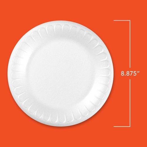 Hefty Everyday Soak Proof Disposable Foam Plates, 8.9 Inches, 100 Count, Disposable White Plates for Lunch, Salads, and Appetizers, Great for Everyday Use, Easy Cleanup