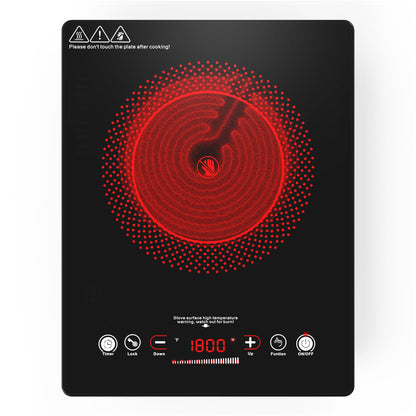 VBGK Single Burner Electric Cooktop,110V 1800W Electric Stove Top with LED Touch Control,Single electric burner 9 Power Levels, 4 hTimer, Safety Lock,Overheat protection